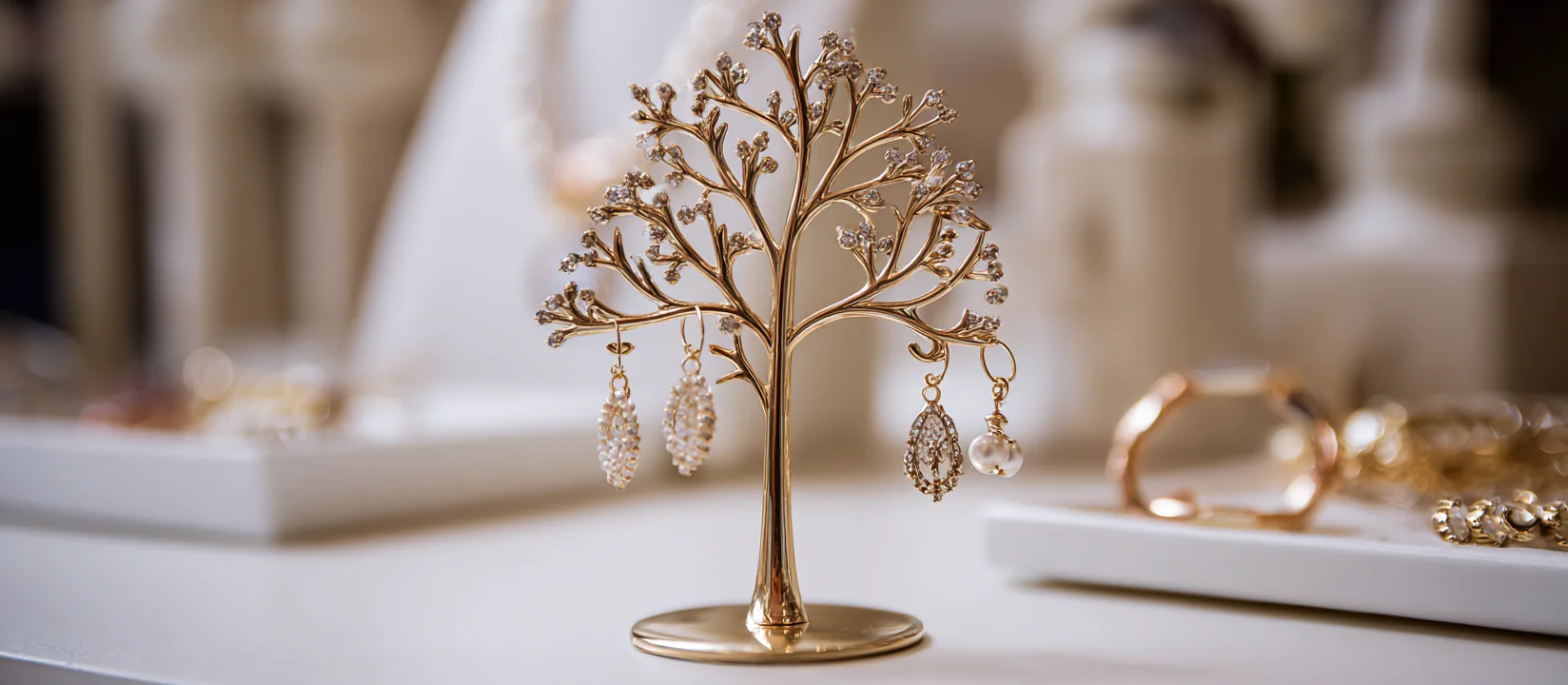 This olive-branch style tree earring stand is a unique stand for jewellery display, but it is not a typical format for jewelry stands for necklaces.